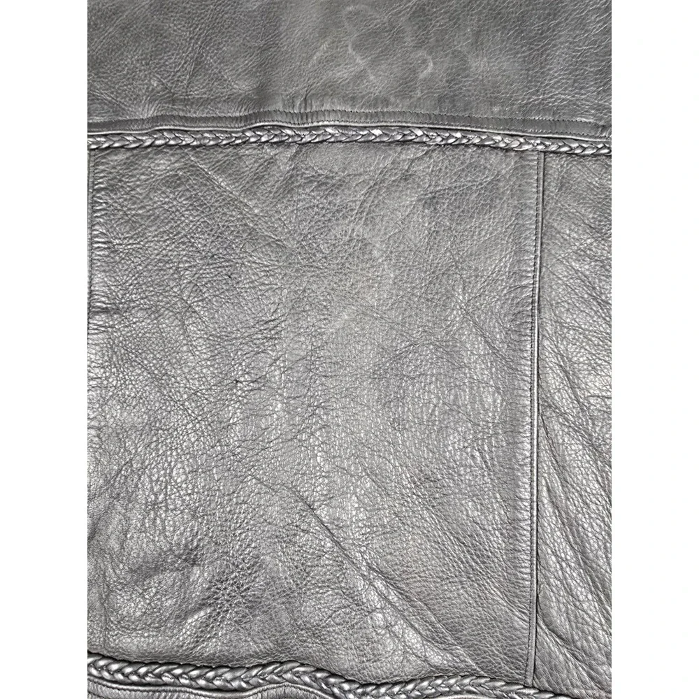 Pro-Rider Premium Leather Biker Vest Mens 50 Black Buffalo Buttons Side Lace Up